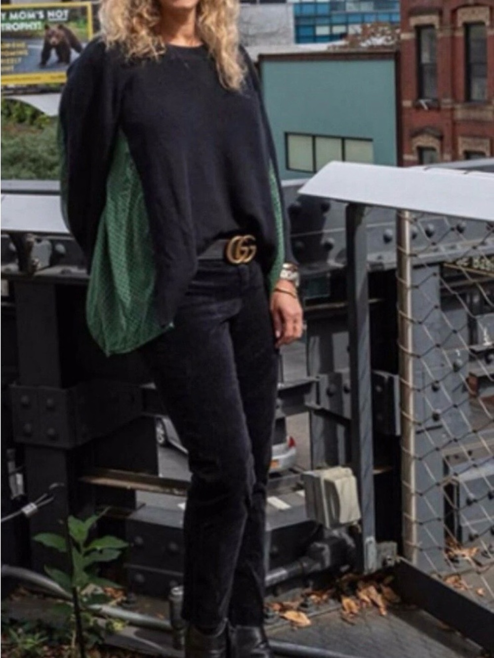 Cabi Get Together Sweater Top Black Green XL EUC